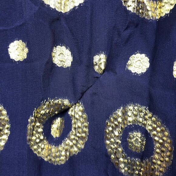 SALONI Tilly Ruffle Dress 8 Navy Gold Metallic Medallion Geometric 3/4 Sleeve - Picture 7 of 7